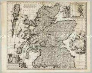 Novissima Regni Scotiae Septentrionalis et Meridionalis Tabula. Mit einer Nebenkarte: Orcades Insulae