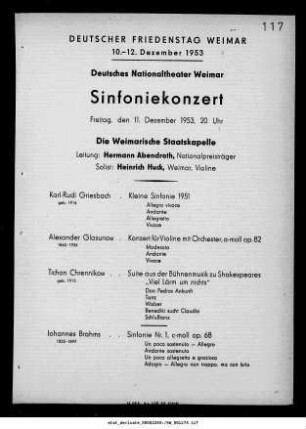 Deutscher Friedenstag Weimar [...] Sinfoniekonzert