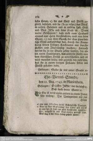 Ehe-Viertel-Stunde, den 22. Aug. 1745. in Marienborn