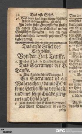 Das erste Stück des Catechismi. Von der Heil. Tauffe.