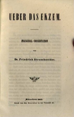 Ueber das Ekzem : Inaugural-Dissertation