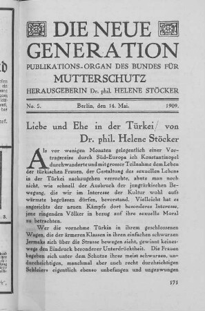 No. 5. Berlin, den 14. Mai. 1909.