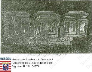 Indien, Elephanta (Insel bei Bombay) / Felsentempel / Ansicht mit Bildlegende / Widmungsblatt in der Stammbuchblattsammlung Heinrich Freiherr v. Gagerns (1799-1880), o. Eintrag, o.D.