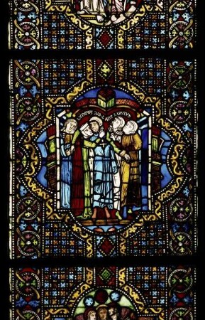 Elisabethfenster (Fenster s II) — Die heilige Elisabeth nimmt Abschied von Ludwig