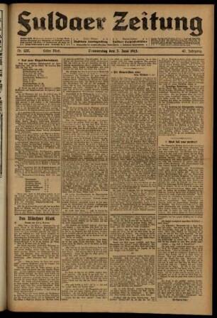Erste Ausgabe vom Donnerstag, den 05. Juni 1913.