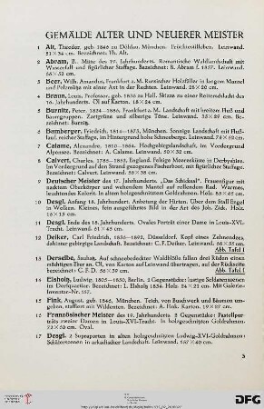 Gemälde alter und neuerer Meister (Nr. 1-121)