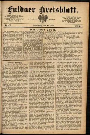 Ausgabe vom Donnerstag, den 16. Juli 1885.
