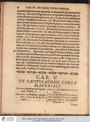 CAP. V. DE CAPITULATIONIS CAUSA MATERIALI.