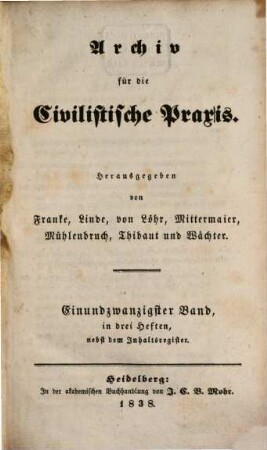 Archiv für die civilistische Praxis. 21. 1838