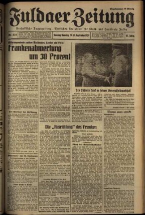 Erste Ausgabe vom Samstag, den 26. September 1936.