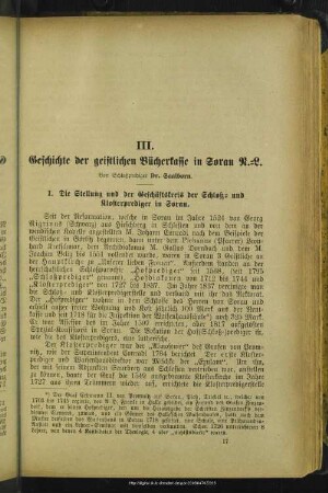 Geschichte der geistlichen Bücherkasse in Sorau N.-L