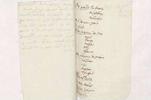 Liste mit Längen- und Hohlmaßen, angefertigt wahrscheinlich anlässlich einer Reise, von Karoline Luises Hand.