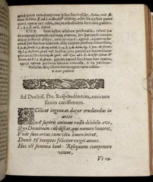Ad Doctiss. Dn. Respondentem, amicum suum carissimum