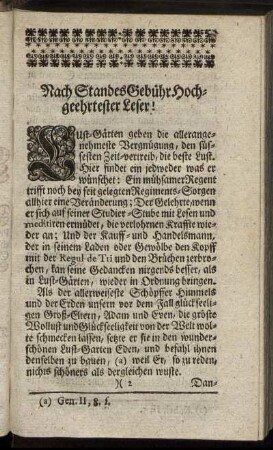 Nach Standes Gebühr Hochgeehrtester Leser!