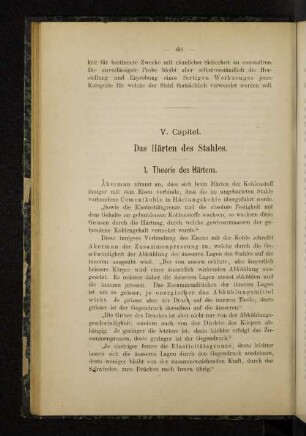V. Capitel. Das Härten des Stahles.