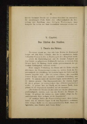 V. Capitel. Das Härten des Stahles.