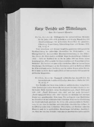 Kurze Berichte und Mitteilungen.