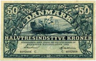 Geldschein, 50 Kroner, 1942