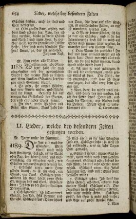 LI. Lieder, welche bey besondern Zeiten gesungen werden.