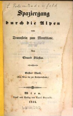 Spaziergang durch die Alpen vom Traunstein zum Montblanc, 1. Von Wien bis zur Gotthartstraße