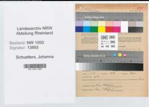 Entnazifizierung Johanna Schuetters, geb. 01.01.1902 (Postassistentin)