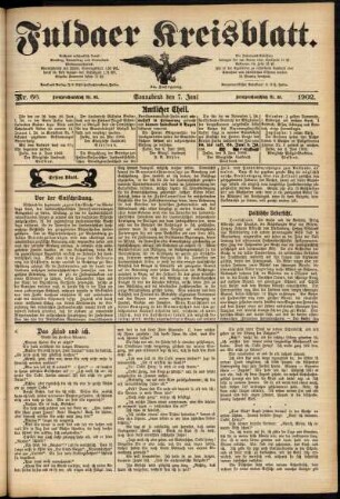 Erste Ausgabe vom Samstag, den 07. Juni 1902.