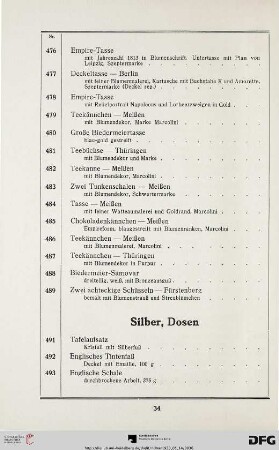 Silber, Dosen (Nr. 491-507)