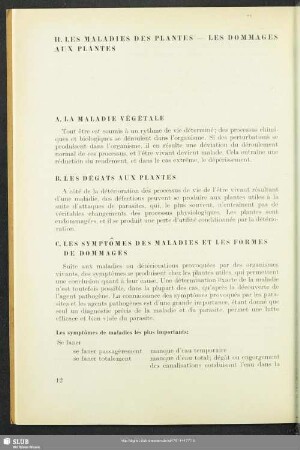 II. Les Maladies Des Plantes - Les Dommages Aux Plantes