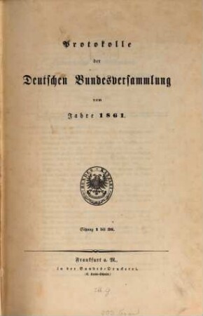 Protokolle der Deutschen Bundesversammlung, 1861