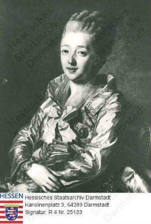 Natalia Großfürstin v. Russland geb. Prinzessin Wilhelmine v. Hessen-Darmstadt (1755-1776) / Porträt , sitzend, Halbfigur