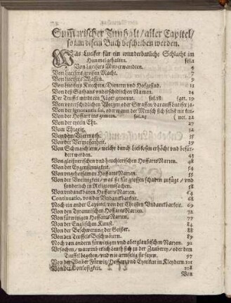 Summarischer Innhalt/ aller Capitel/ so in disem Buch beschriben werden.