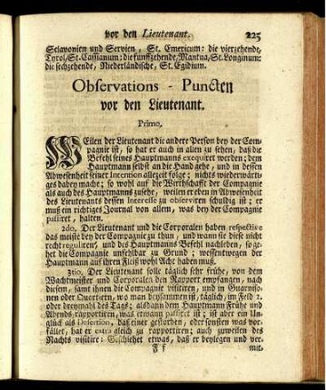 Observations-Puncten vor den Lieutenant.