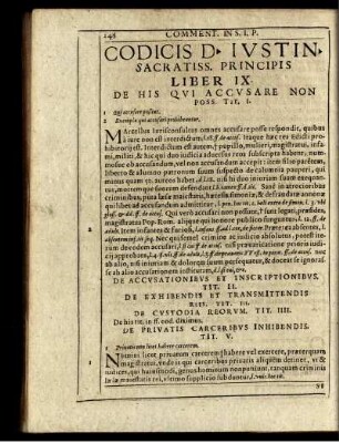 Codicis D. Iustin. Sacratiss. Principis Liber IX