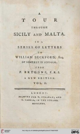 Band 2: A Tour Through Sicily And Malta: in a series of letters to William Beckford ; in 2 vol.