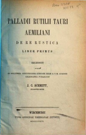 De re rustica : liber primus