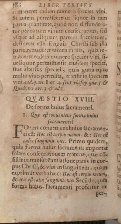 Qvaestio XVIII. De forma huius sacramenti.