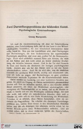 Zwei Darstellungsprobleme der bildenden Kunst