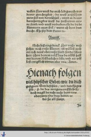 Hienach folgen viel hüpscher Gebet.