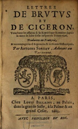 Lettres de Brutus et de Ciceron