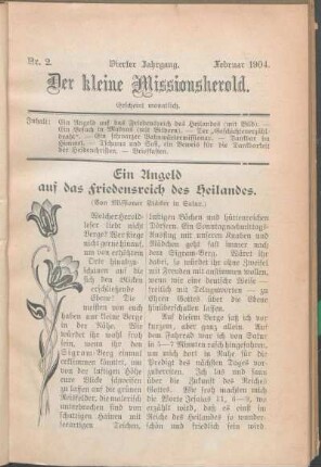 Nr. 2. Vierter Jahrgang. Februar 1904.