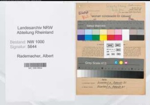 Entnazifizierung Albert Rademacher, geb. 18.12.1920 (Bueroangest.)