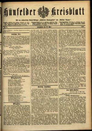 Ausgabe vom Samstag, den 25. Mai 1912.