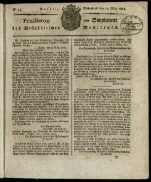 No. 22, Sonnabend den 14. Maerz 1812