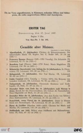 Gemälde alter Meister (Nr. 1-33)