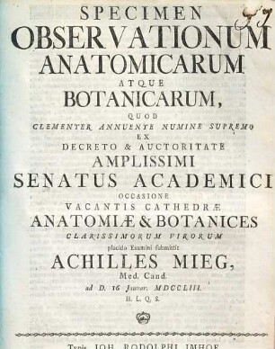 Specimen observationum anatomicarum atque botanicarum