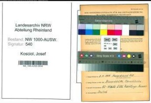 Entnazifizierung Josef Kosciol, geb. 17.08.1897 (Waggonschlosser)