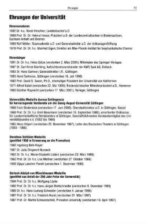 Ehrungen der Universität