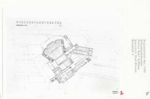 Schloßparktheater, Berlin-Steglitz (Diplomarbeit bei Willy Kreuer): Grundriss Ranggeschoss 1:200