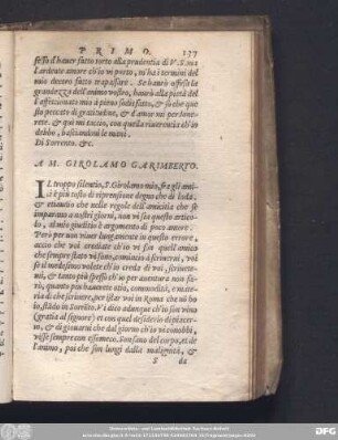 A M. Girolamo Garimberto.