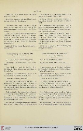 Vorstands-Sitzung vom 14. Oktober 1903 / Séance du Comité du 14 octobre 1903